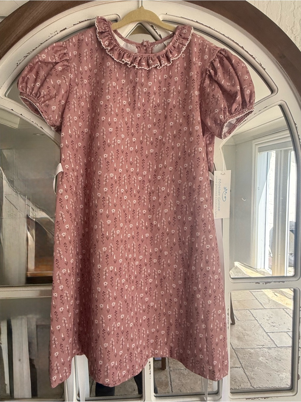 Girls' Rosewood Ruffle Collar Floral Dress